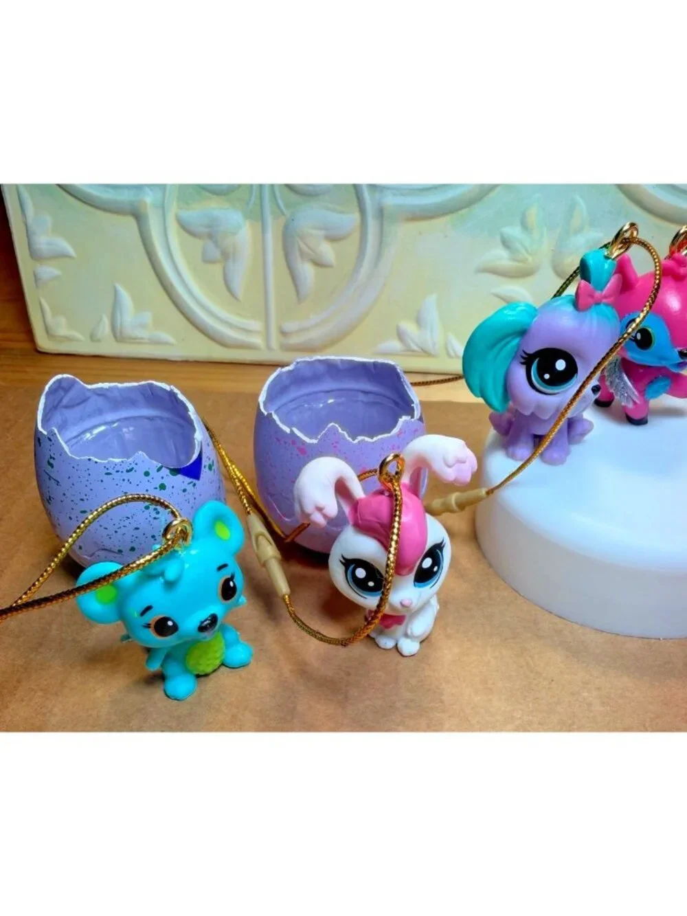 7pc Hatchimals Mini Figures Collectible Set W/ Golden String & Eggshell U69a